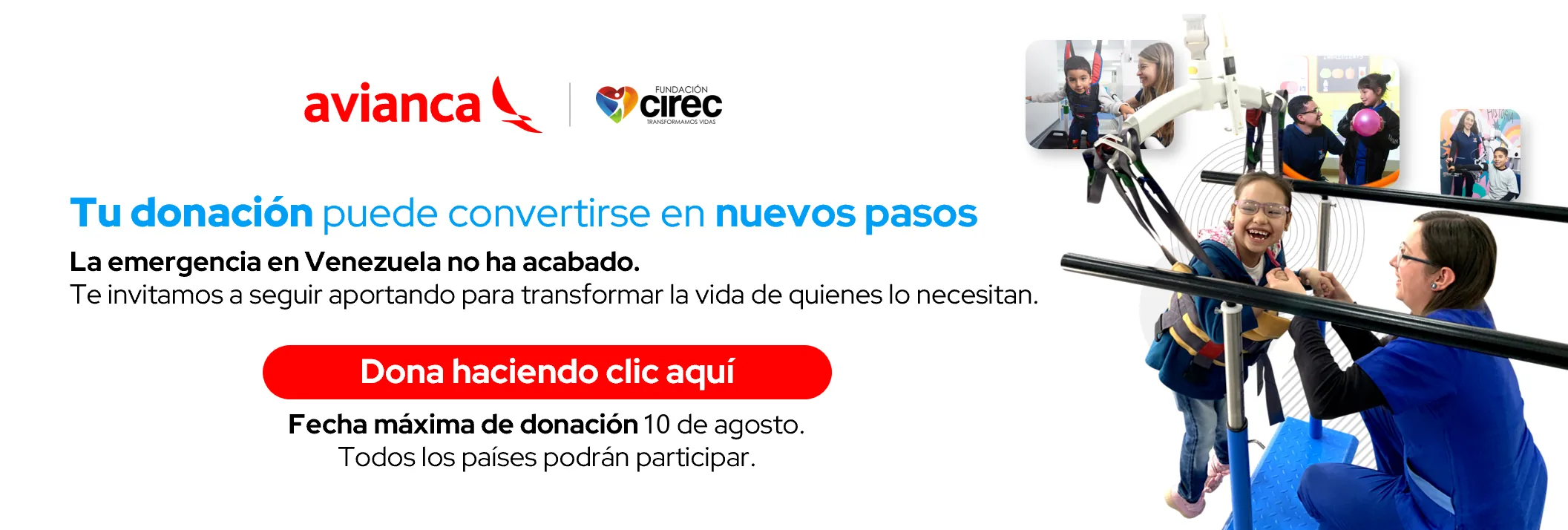 Tu donación puede convertirse en nuevos pasos. La emergencia en Venezuela no ha acabado. Dona haciendo clic aquí. Fecha máxima de donación: 10 de agosto. Todos los países podrán participar.